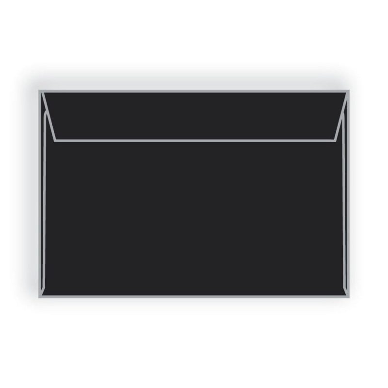 Black Wove Booklet, 9" x 12", 28#, 30% Post-Consumer Recylced, Smooth Finish, Side Seams Under, Flap Down (Box of 500)