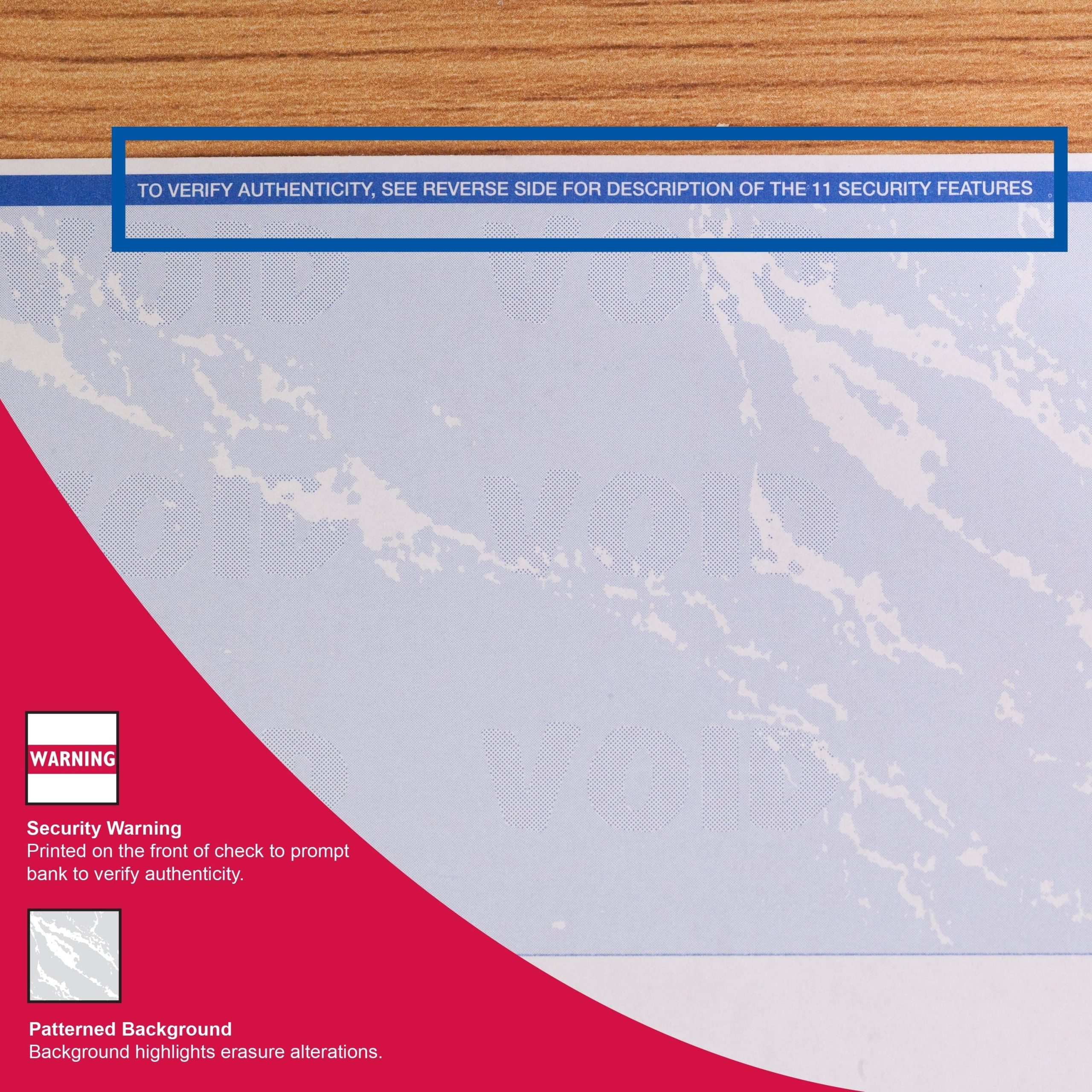 8-1/2'' x 11" Standard Blue Marble Laser Check, Middle Position, 24# Stock (Carton of 2500) - Image 7