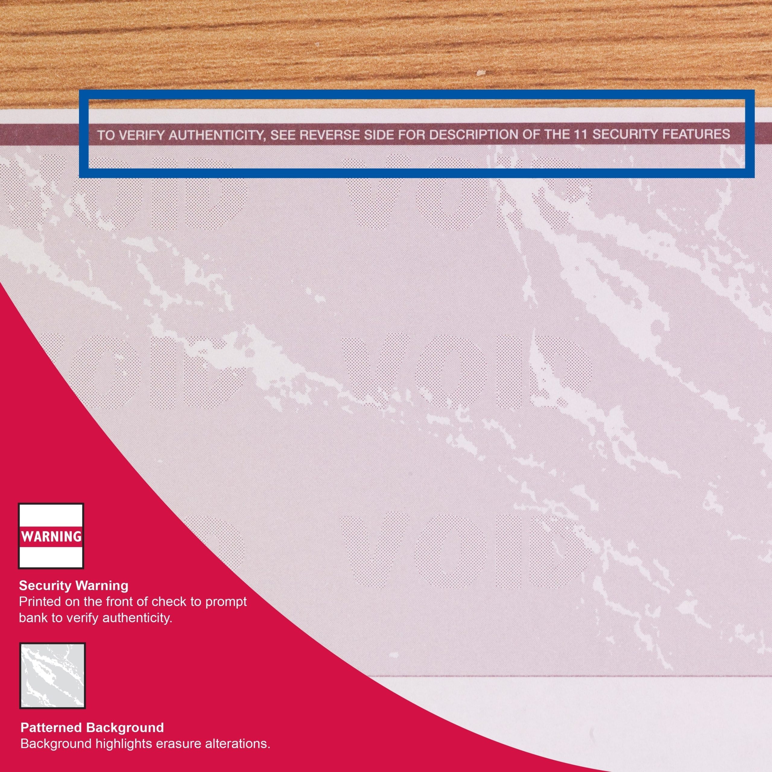 8-1/2'' x 11" Standard Burgundy Marble Laser Check, Top Position, 24# Stock (Carton of 2500) - Image 12