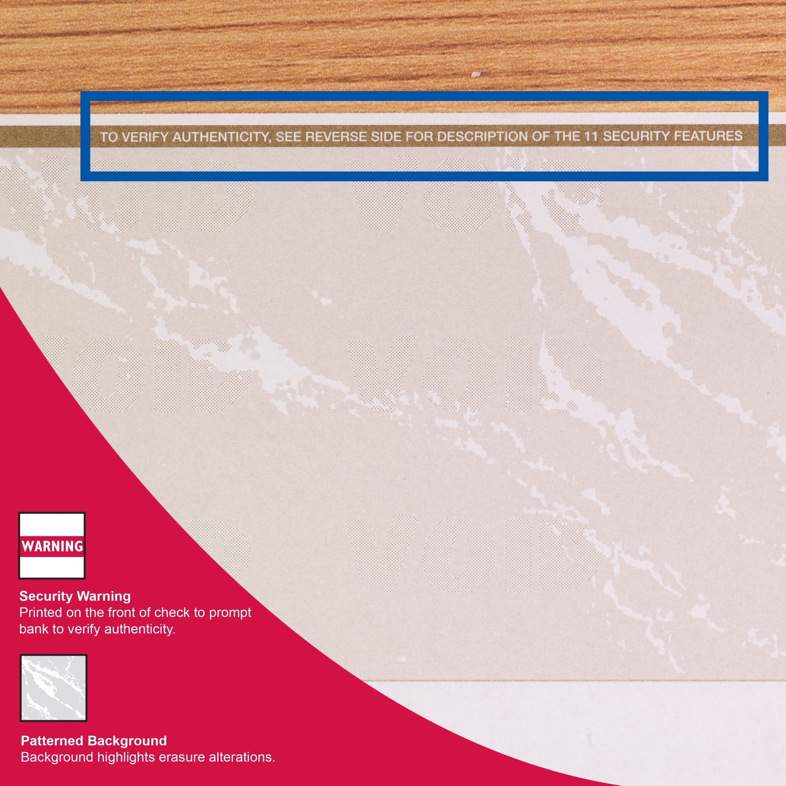 8-1/2'' x 11" Standard Gold Marble Laser Check, Top Position, 24# Stock (Carton of 2500) - Image 6