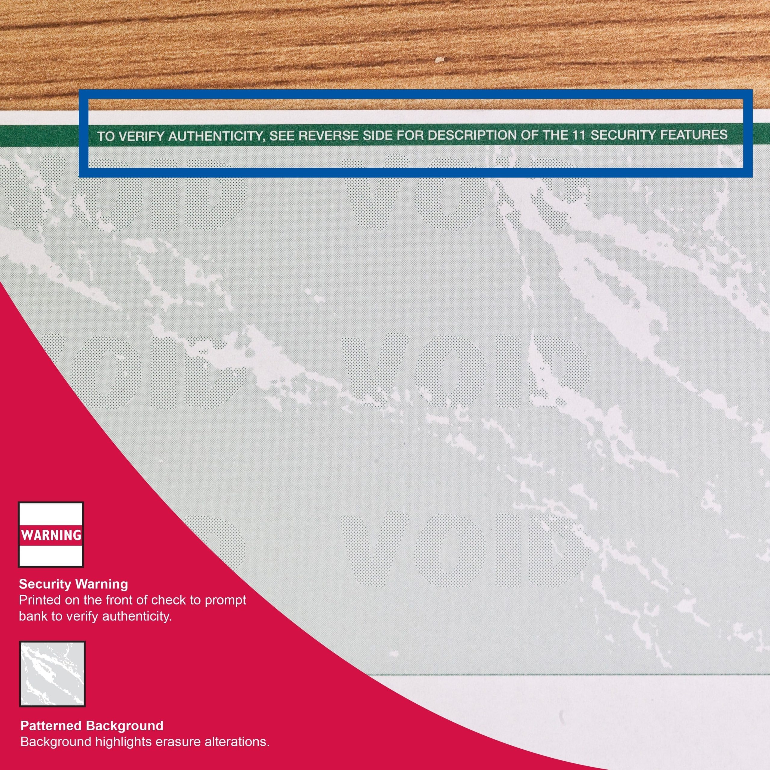 8-1/2'' x 11" Standard Green Marble Laser Check, Bottom Position, 24# Stock (Carton of 2500) - Image 11