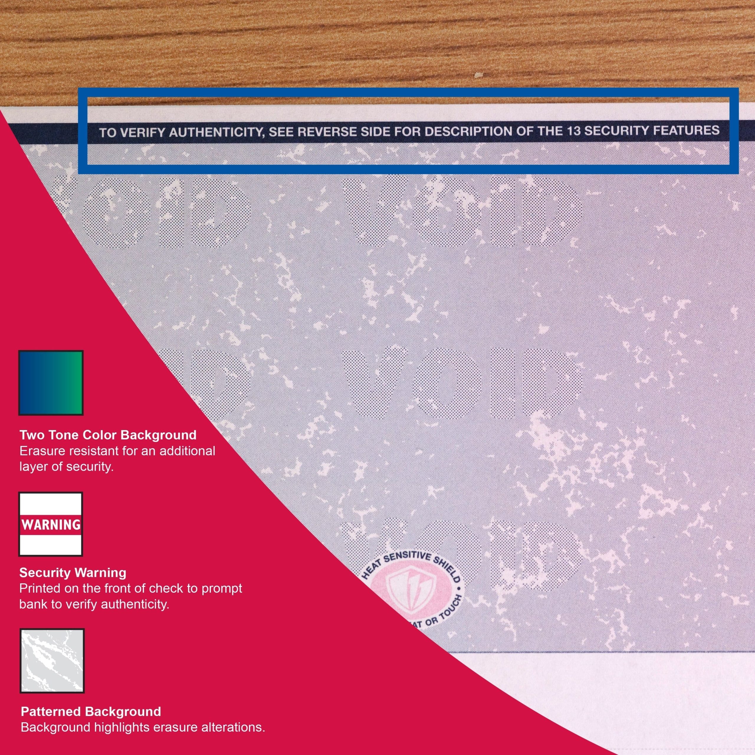 8-1/2'' x 11" Premier Blue / Red Prismatic Laser Check, Middle Position, 24# Stock (Carton of 2500) - Image 7
