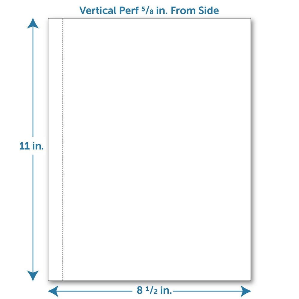 Perforated Paper, 5/8" Perforation Along 11" Side, Vertical on White 20# Letter Size Copy Paper (Ream of 500) - Image 2