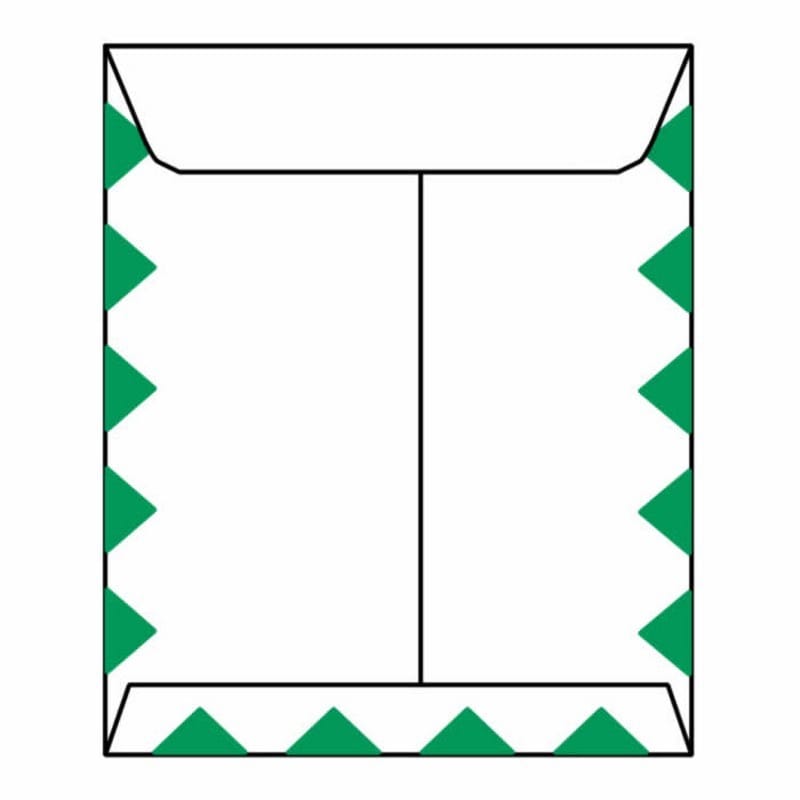 Open End First Class Catalog Envelopes, 9" x 12", 28#, Green Diamond Border, White Kraft, "First Class Mail" on Face - Image 2
