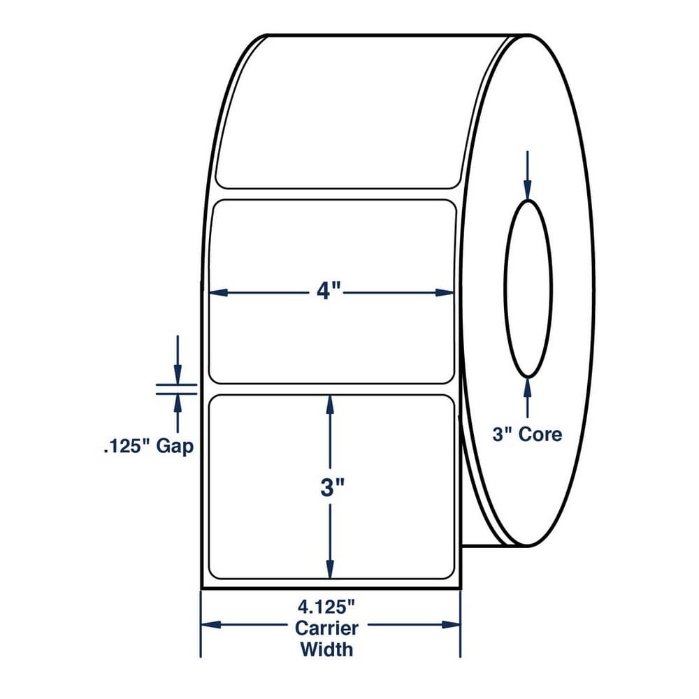 4" x 3" White General Purpose Direct Thermal Direct Print Thermal Labels, Not Perfed 2000 per roll (4 Rolls per Carton) - Image 2