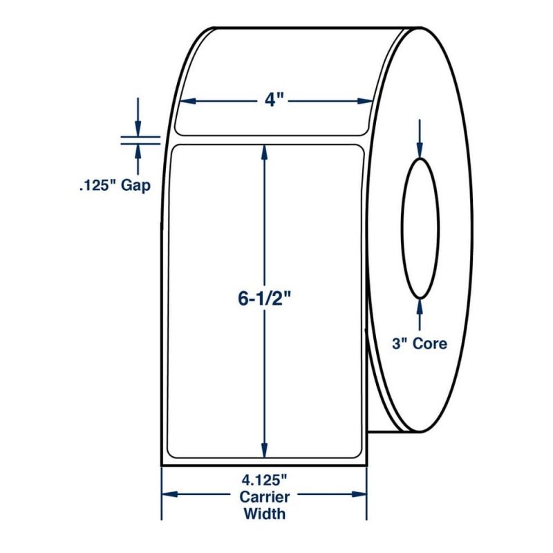 4" x 6.5" White General Purpose Direct Print Thermal Labels, 900 per roll (4 Rolls per Carton)