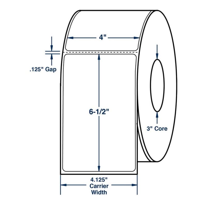 4" x 6.5" White General Purpose With Perf Direct Print Thermal Labels, Perfed, 900 per roll (4 Rolls per Carton)