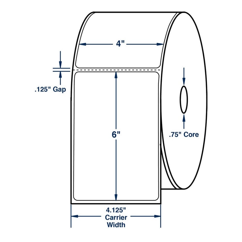 4" x 6" White General Purpose Direct Print Thermal Labels, Perfed, 105 per roll (24 Rolls per Carton) - Image 2
