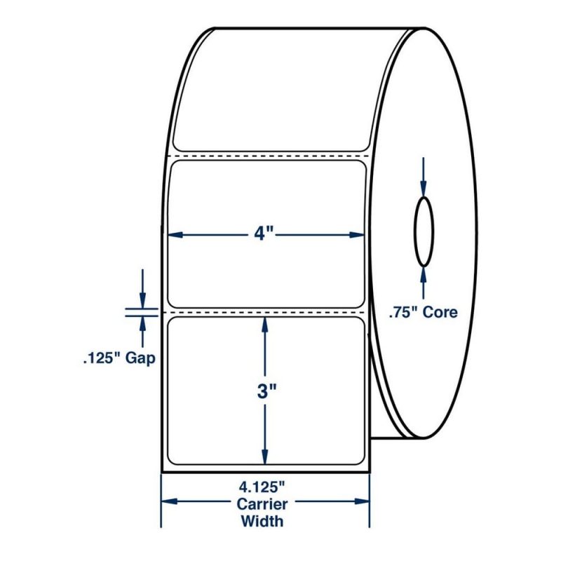 4" x 3" White General Purpose Direct Print Thermal Labels, Perfed, 200 per roll (24 Rolls per Carton)