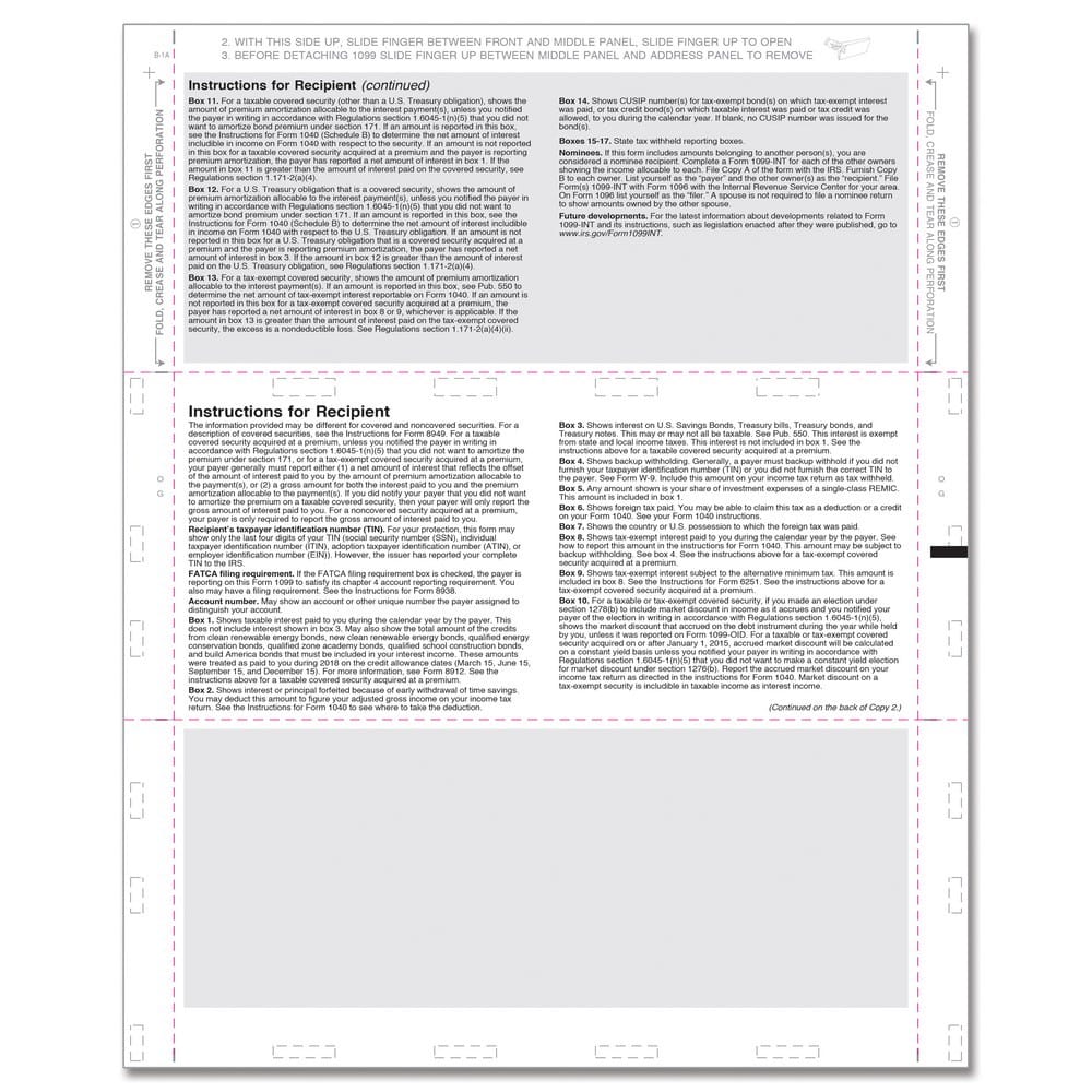 TFP 11" 1099-INT Copy B – Z-Fold Simplex - Pack of 500 - Image 2