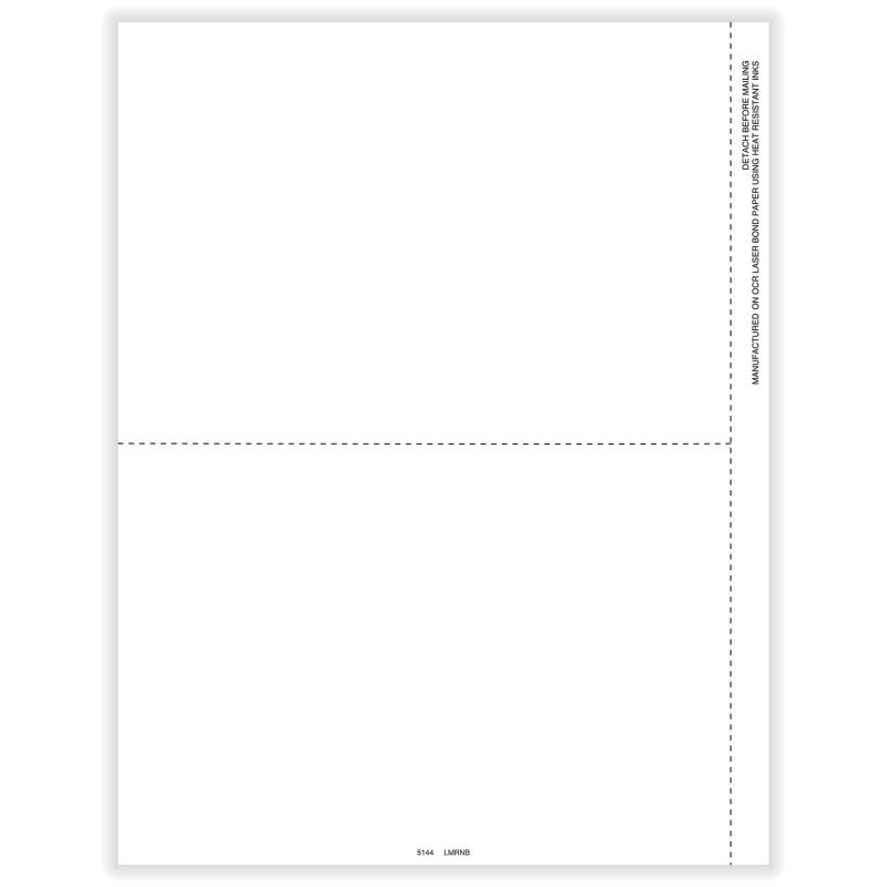 Universal Blank w/ Stub for all 1099-MISC, 1099-INT, 1099-R, 1099-DIV and 1099-B - 500 sheets, 2 forms per sheet, 1000 forms
