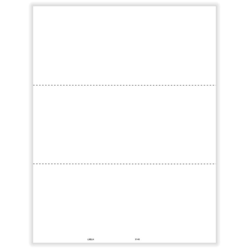 1099, 1098, 5498 Blank 3-Up Horizontal Perf w/o Stub - 50 sheets, 3 forms per sheet, 150 forms