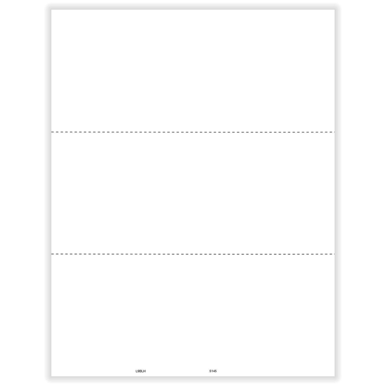 1099, 1098, 5498 Blank 3-Up Horizontal Perf w/o Stub - 500 sheets, 3 forms per sheet, 1500 forms