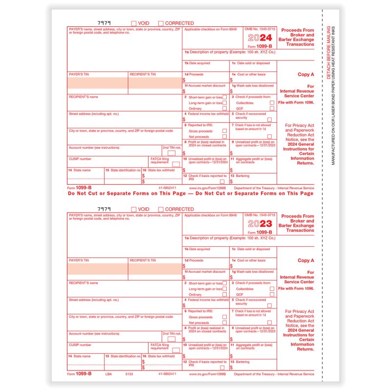 TFP 1099-B Federal Copy A - Pack of 100