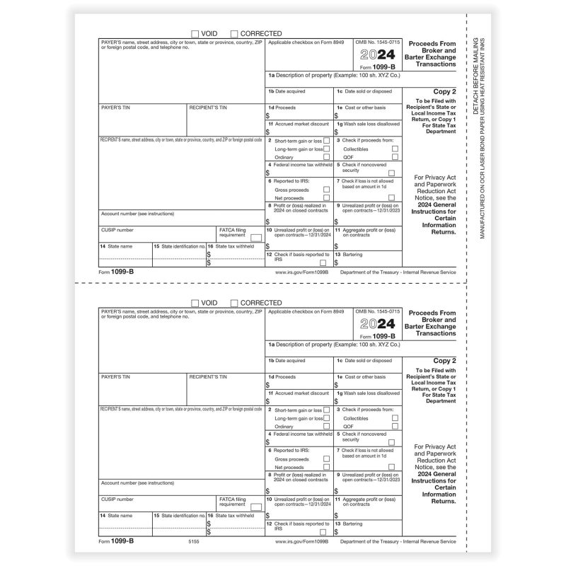 1099-B State and/or File Copy, 25 sheets, 2 forms per sheet, 50 forms