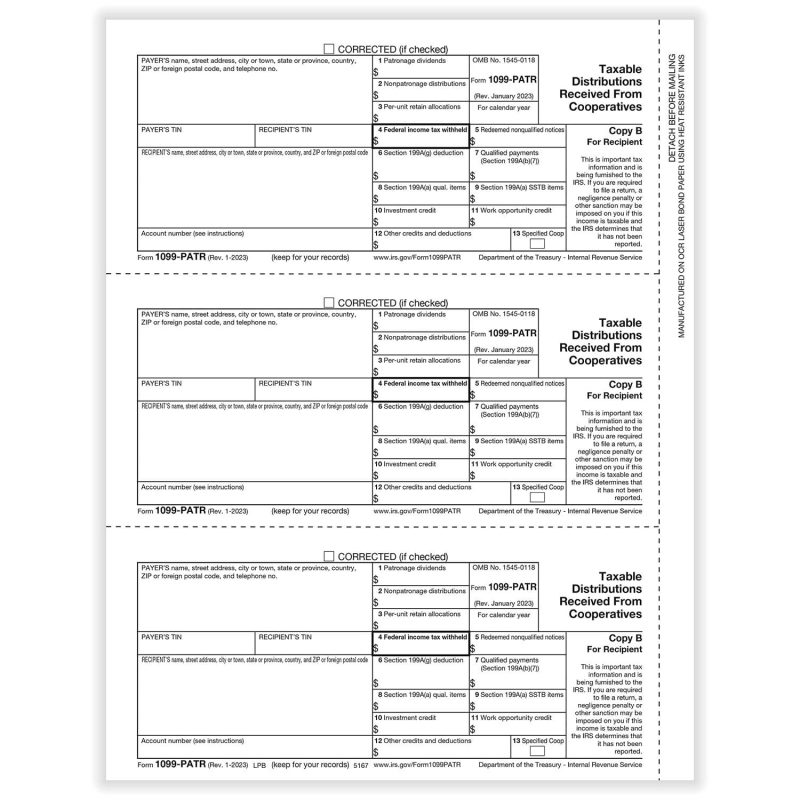 TFP 1099-PATR Recipient Copy B - Pack of 100