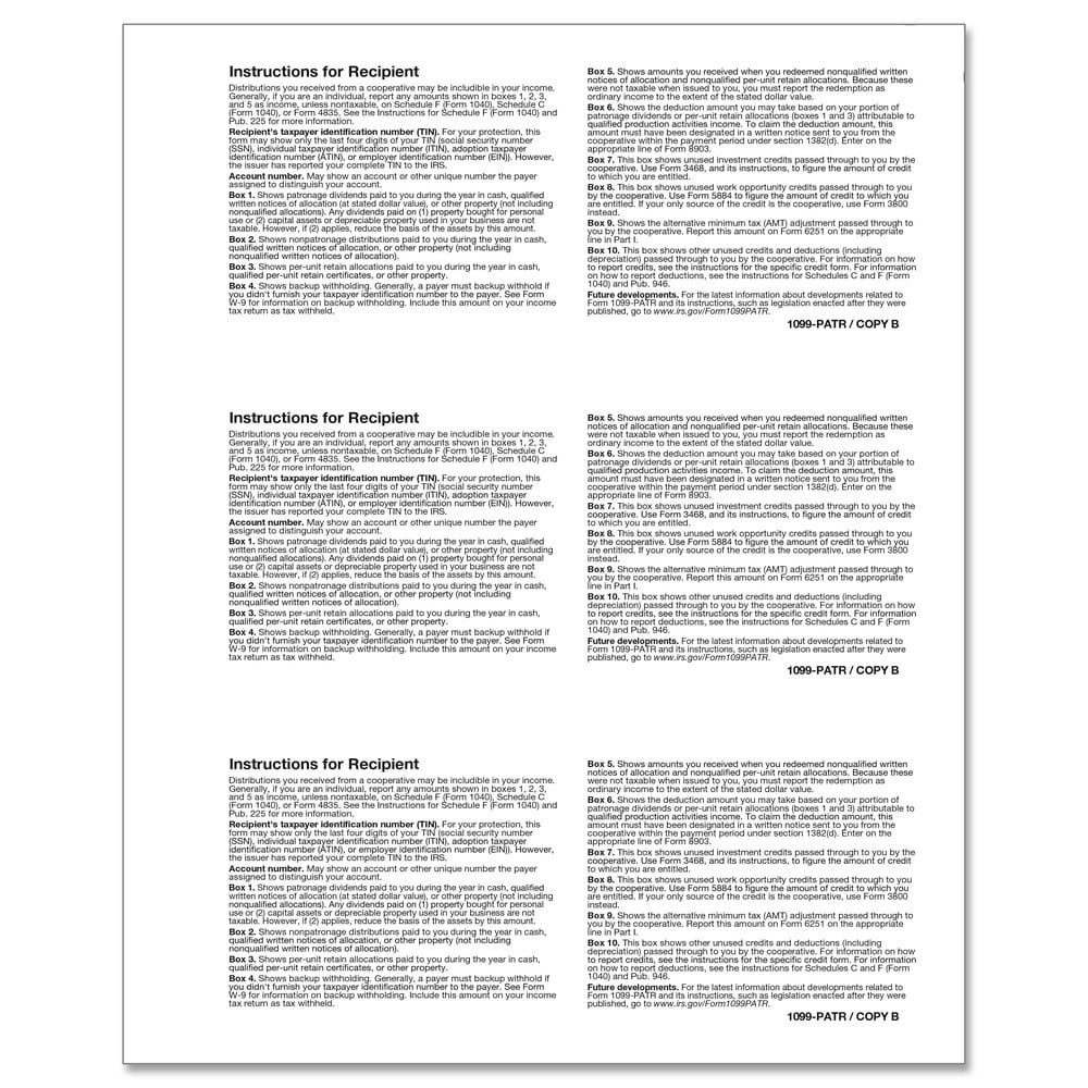 TFP 1099-PATR Recipient Copy B - Pack of 100 - Image 2