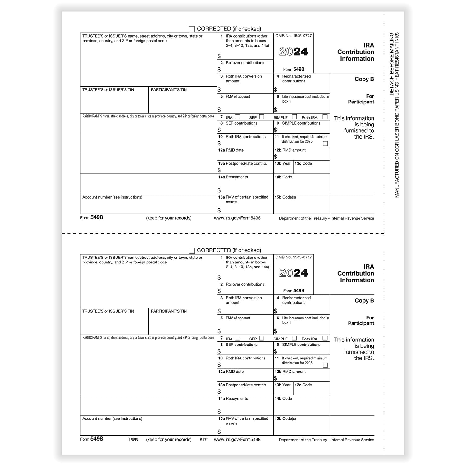 TFP 5498 Participant Copy B - Pack of 100