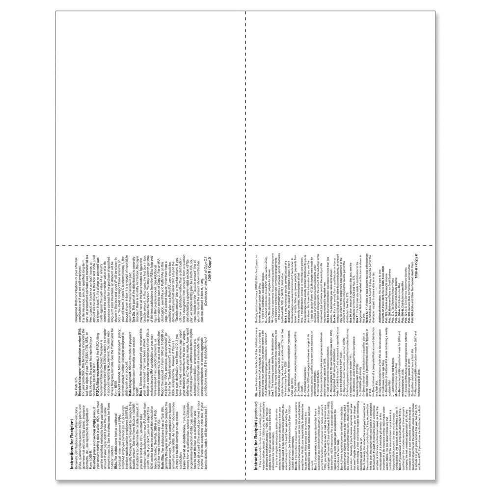 TFP 1099-R 4-Up Box Recipient Copy B, C, 2, 2 - Pack of 1000