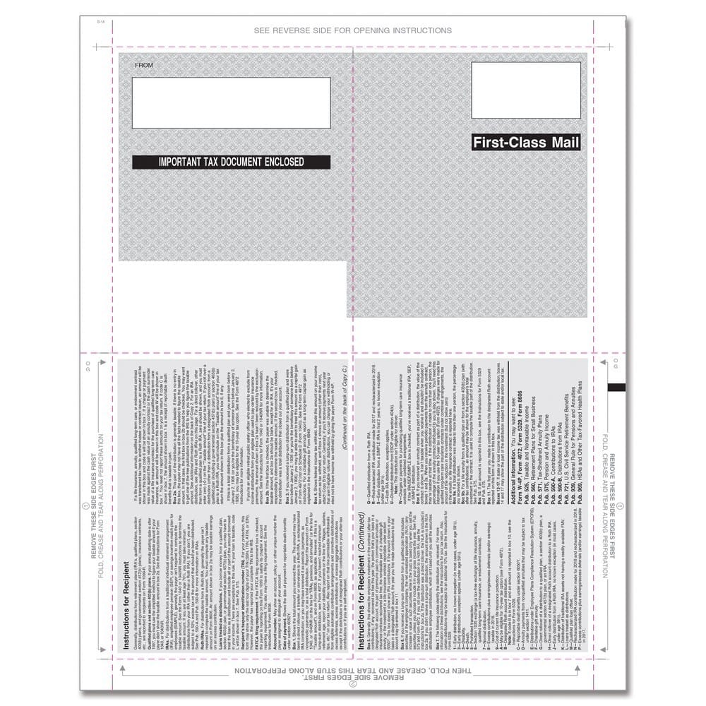 TFP 11" 1099-R 4-Up Box Copy B, C, 2, 2 – V-Fold Duplex - Pack of 500 - Image 2