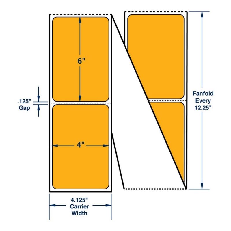 4" x 6" One Across Thermal Transfer Labels. Color: Fluorescent Orange. (2000 Labels Per Roll, 2 Stacks per Carton)
