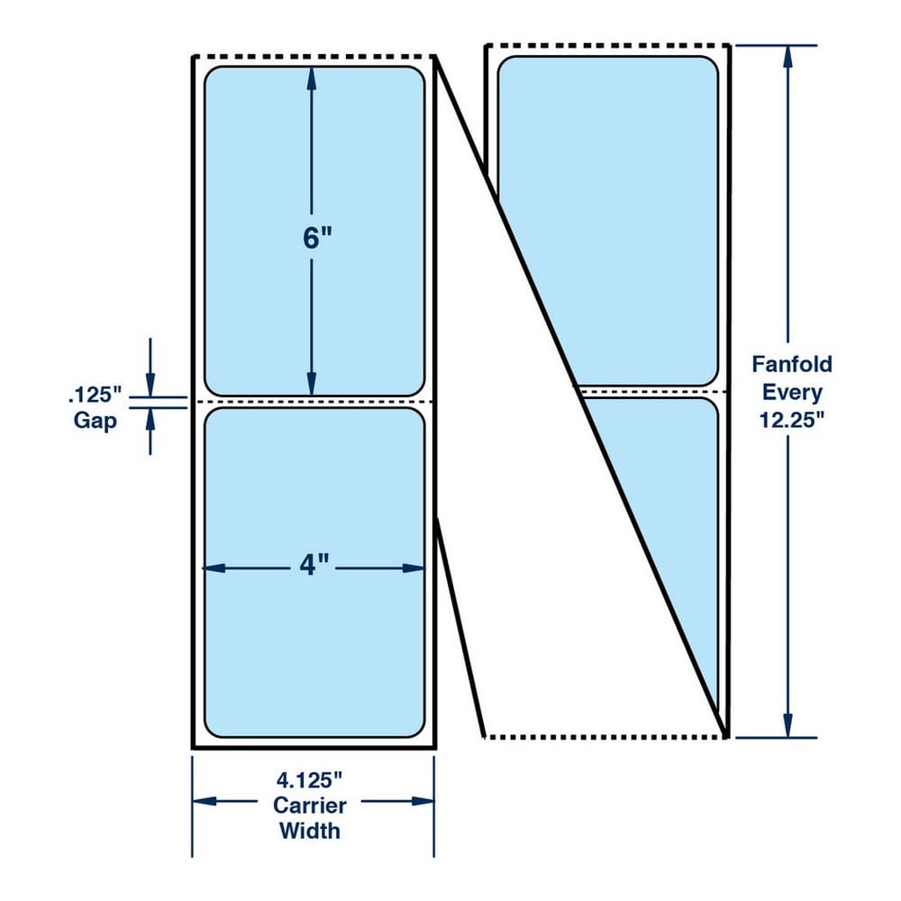 4" x 6" One Across Direct Thermal Labels. Color: Pastel Blue. (2000 Labels Per Stack, 2 Stacks Per Carton) - Image 2