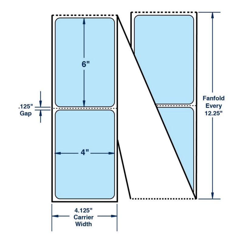 4" x 6" One Across Direct Thermal Labels. Color: Pastel Blue. (2000 Labels Per Stack, 2 Stacks Per Carton)