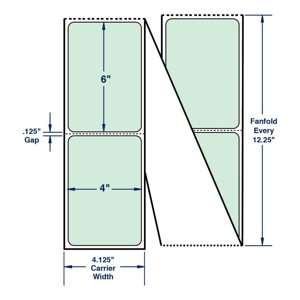 4" x 6" One Across Direct Thermal Labels. Color: Pastel Green. (2000 Labels Per Stack, 2 Stacks Per Carton) - Image 2