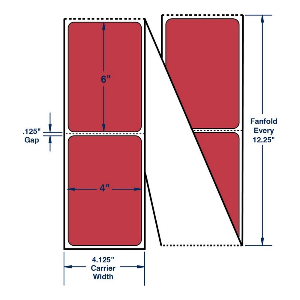 4" x 6" One Across Direct Thermal Labels. Color: Red. (2000 Labels Per Stack, 2 Stacks Per Carton) - Image 2