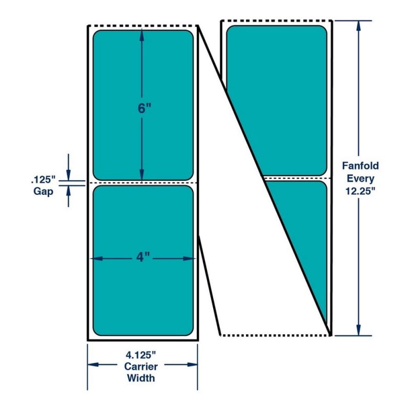 4" x 6" One Across Thermal Transfer Labels. Color: Fluorescent Blue. (2000 Labels Per Roll, 2 Stacks per Carton)