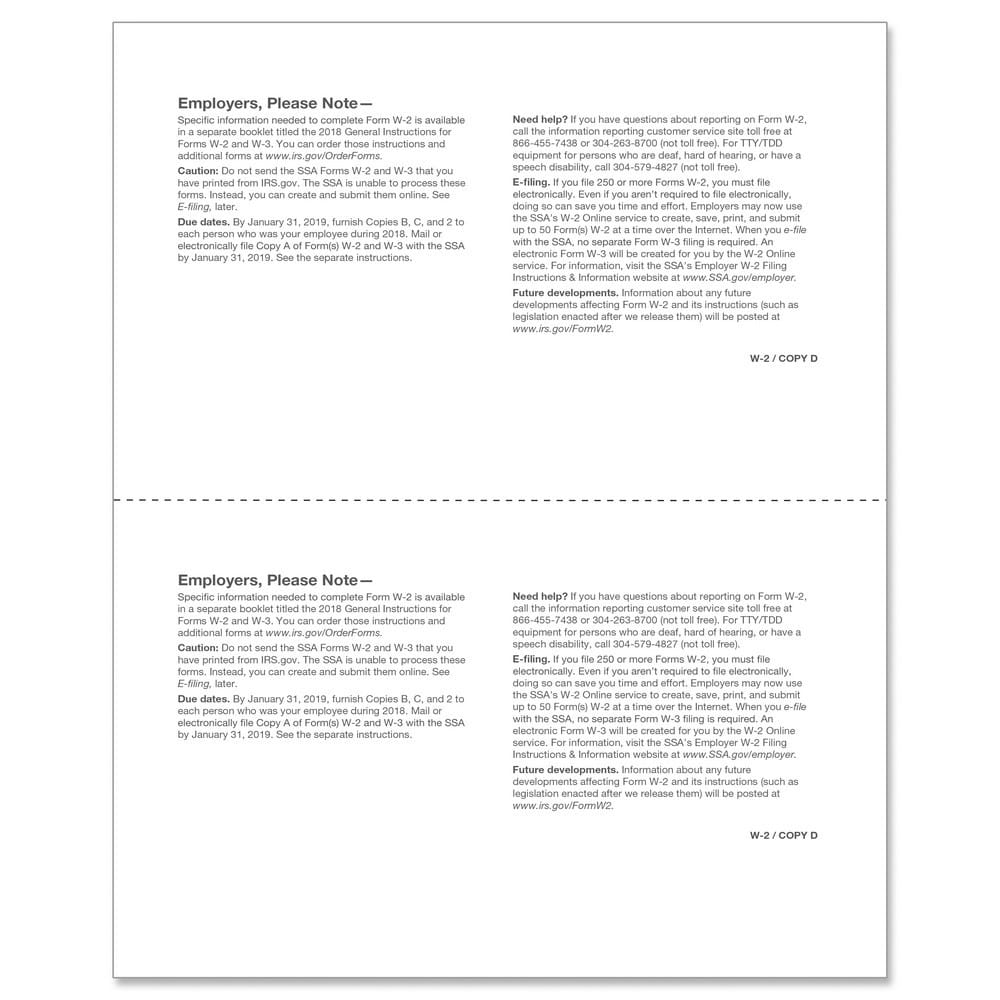 TFP W-2 Employer’s Copy D and/or State, City Or Local Copy 2- Pack of 1000 - Image 2