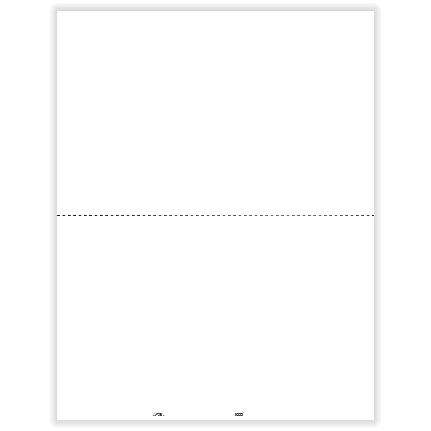 W-2 Blank, 2-Up, w/ Backer Instructions, Pack of 50 sheets, 2 forms per sheet, 100 forms