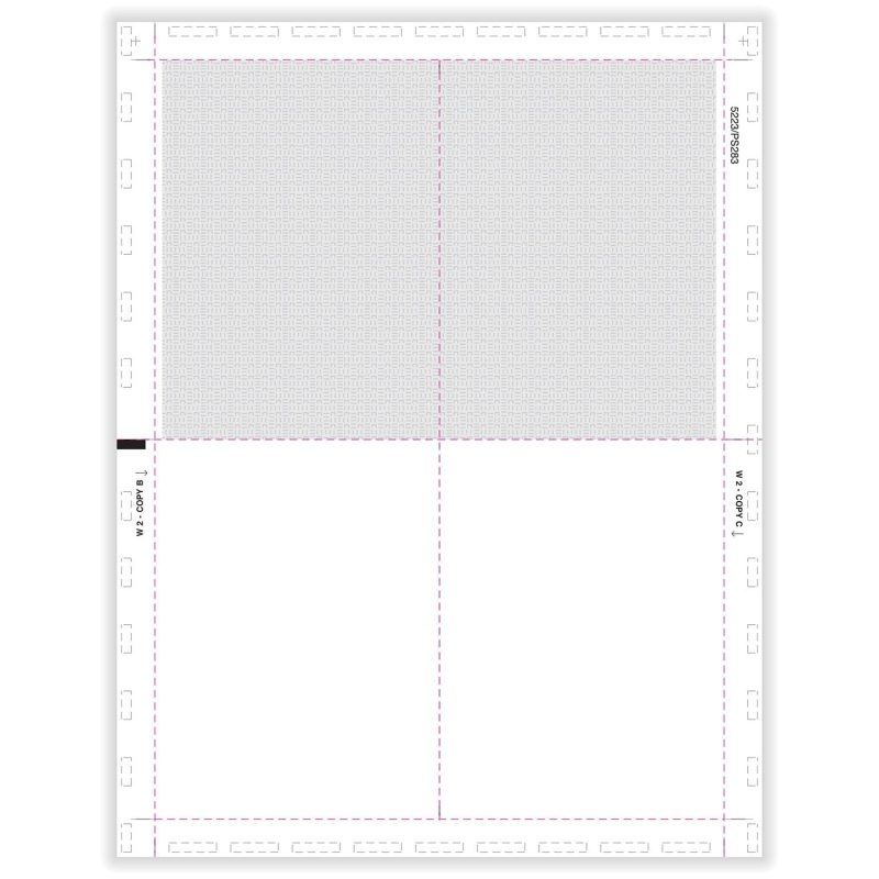 TFP 11" W-2 4-Up Box With Printed Backer Copy B – V-Fold Duplex - Pack of 500