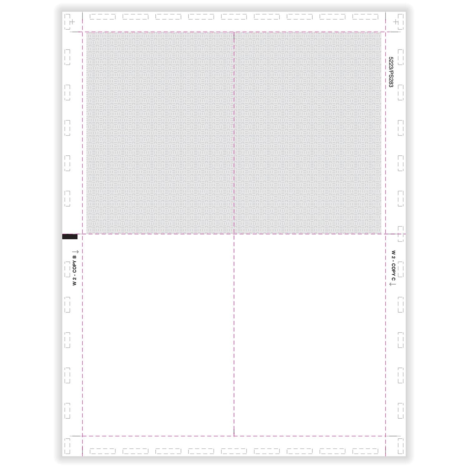 TFP 11" W-2 4-Up Box With Printed Backer Copy B – V-Fold Duplex - Pack of 500