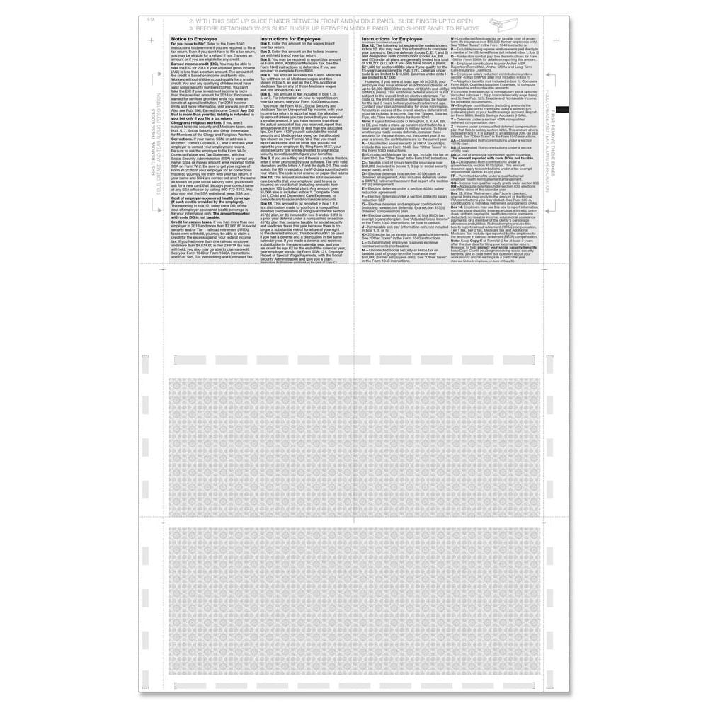 TFP 14" W-2 4-Up Box Employee’s Copy B, C, 2 Or Extra Copy – EZ-Fold Simplex - Pack of 500 - Image 2
