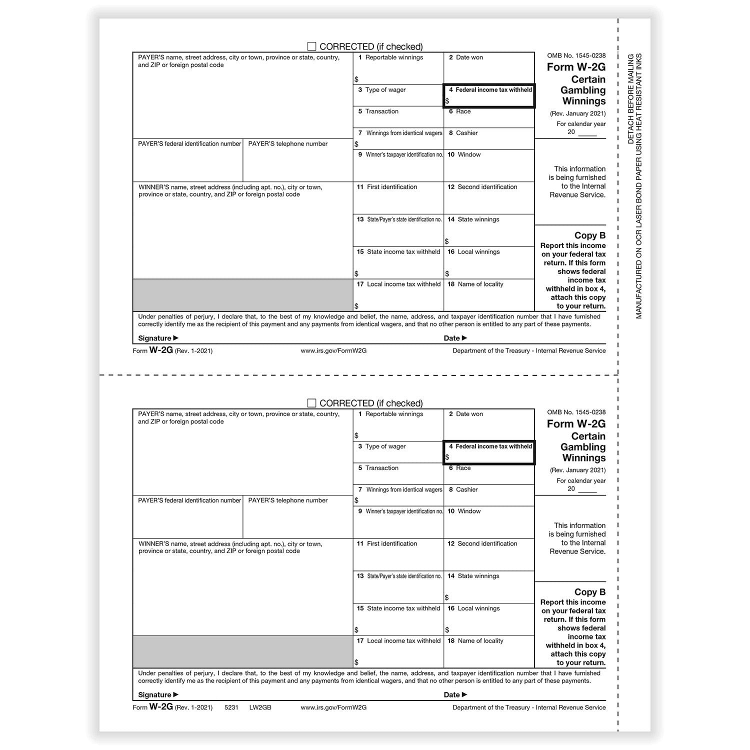 TFP Laser W2-G Copy B, Pack of 100