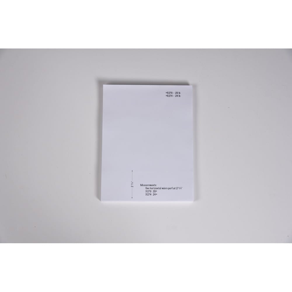 8-1/2" x 11" Laser Cut Sheet, 24# White Stock, 1 Horizontal Perforation 2-3/4" from Bottom (Carton of 2500) - Image 2