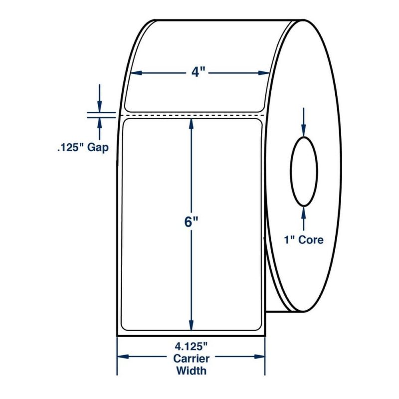 4" x 6" White Direct Print Thermal Labels, 450 per roll (4 Rolls per Carton)