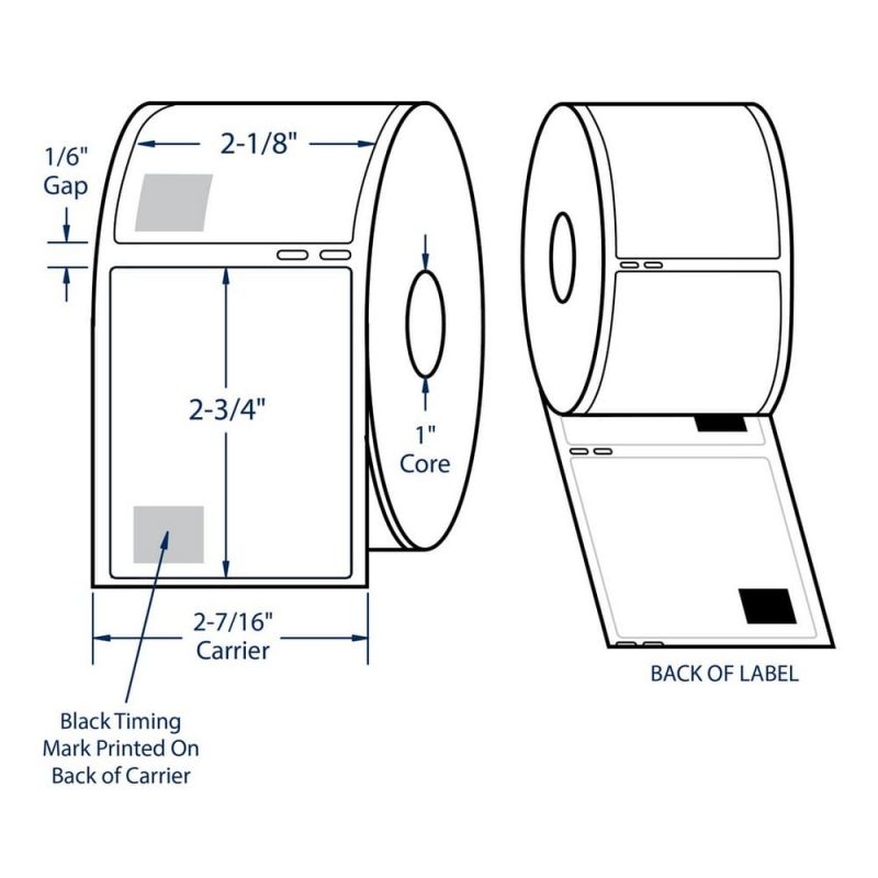 2.125" x 2.75" White Jumbo Diskette Label Direct Print Thermal Labels, 400 per roll (6 Rolls per Carton)