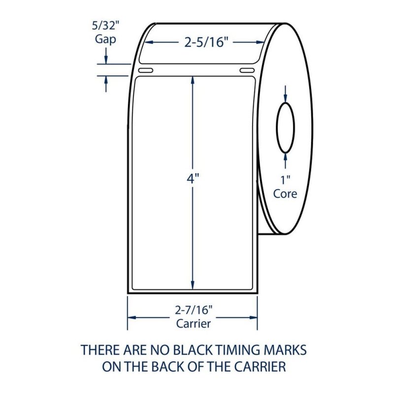 2.3125" x 3.9688" White Shipping Label Direct Print Thermal Labels, 300 per roll (6 Rolls per Carton)
