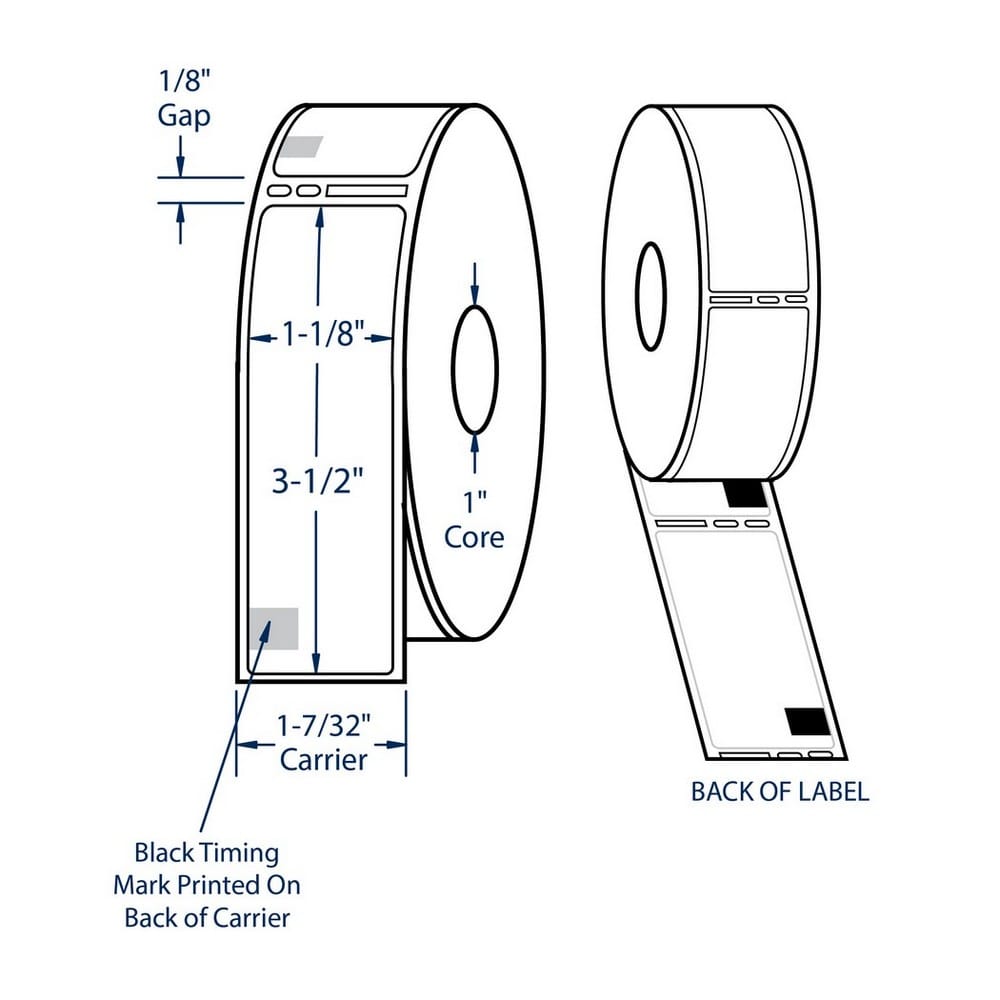1.125" x 3.5" White Address Label Direct Print Thermal Labels, 130 per roll (12 Rolls per Carton) - Image 2