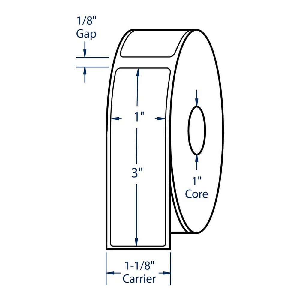 1" x 3" White Direct Print Thermal Labels, 500 per roll (12 Rolls per Carton) - Image 2