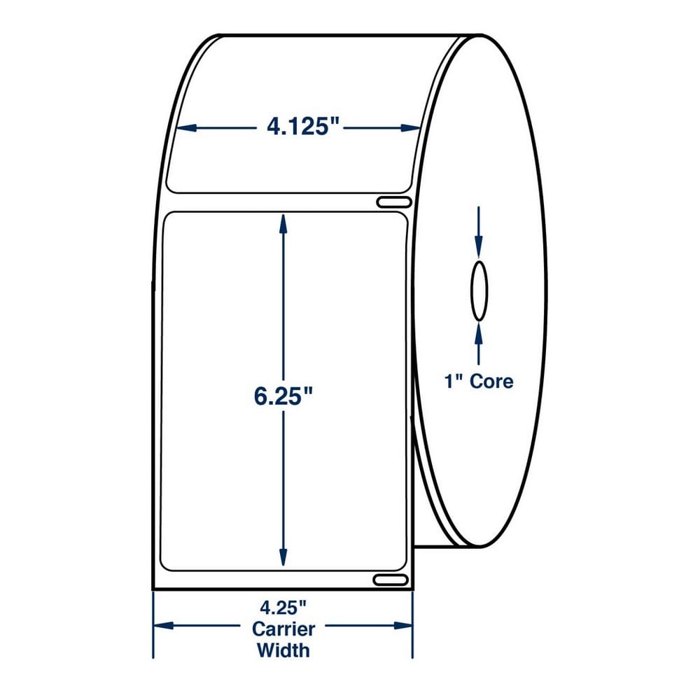 4.65" x 6.25" White Direct Print Thermal Labels, 220 per roll (6 Rolls per Carton)