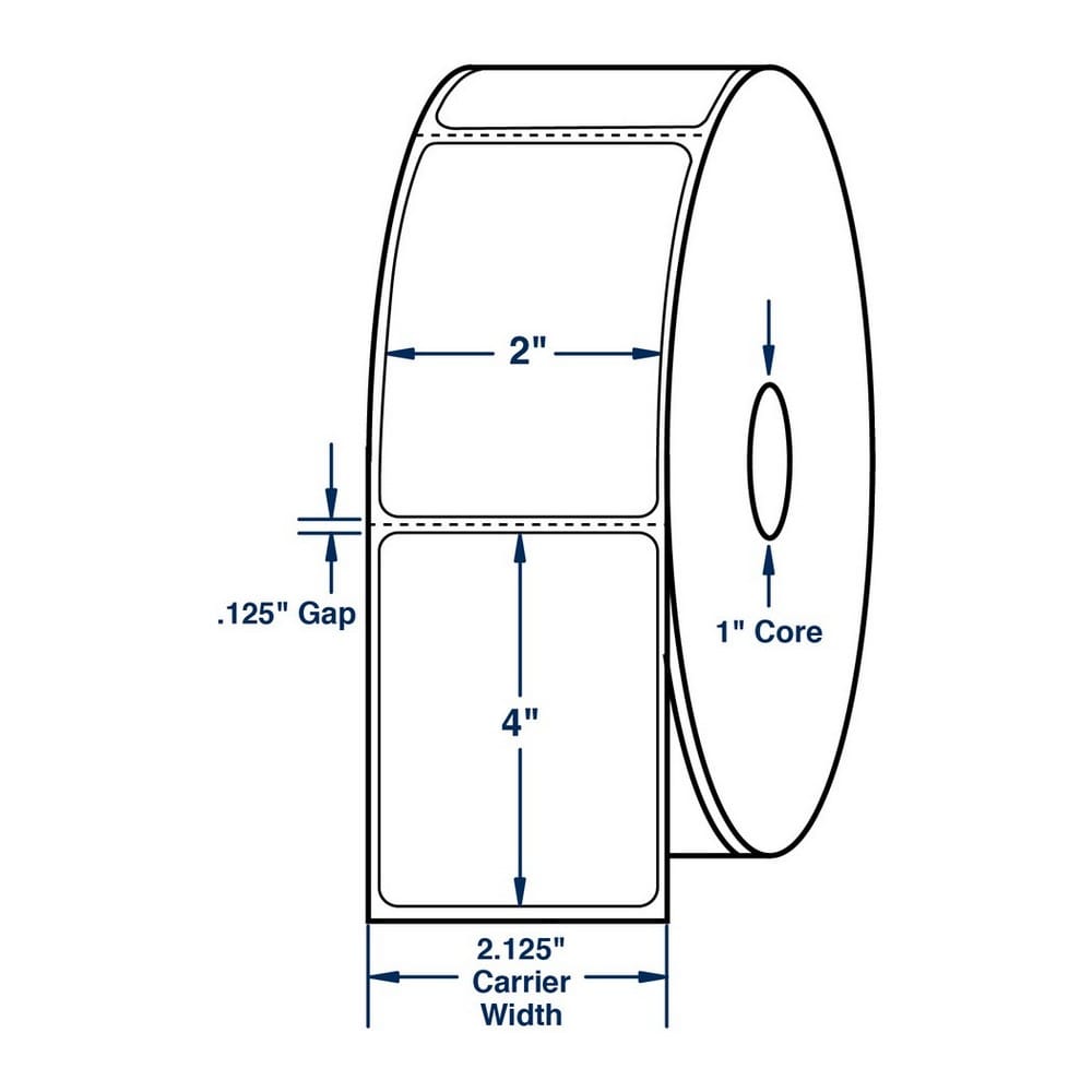2" x 4" White Direct Print Thermal Labels, 350 per roll (12 Rolls per Carton) - Image 2
