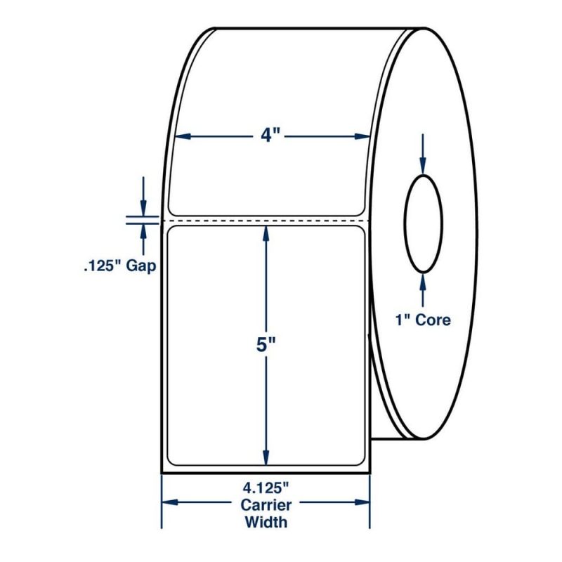 4" x 5" White Direct Print Thermal Labels, 300 per roll (12 Rolls per Carton)