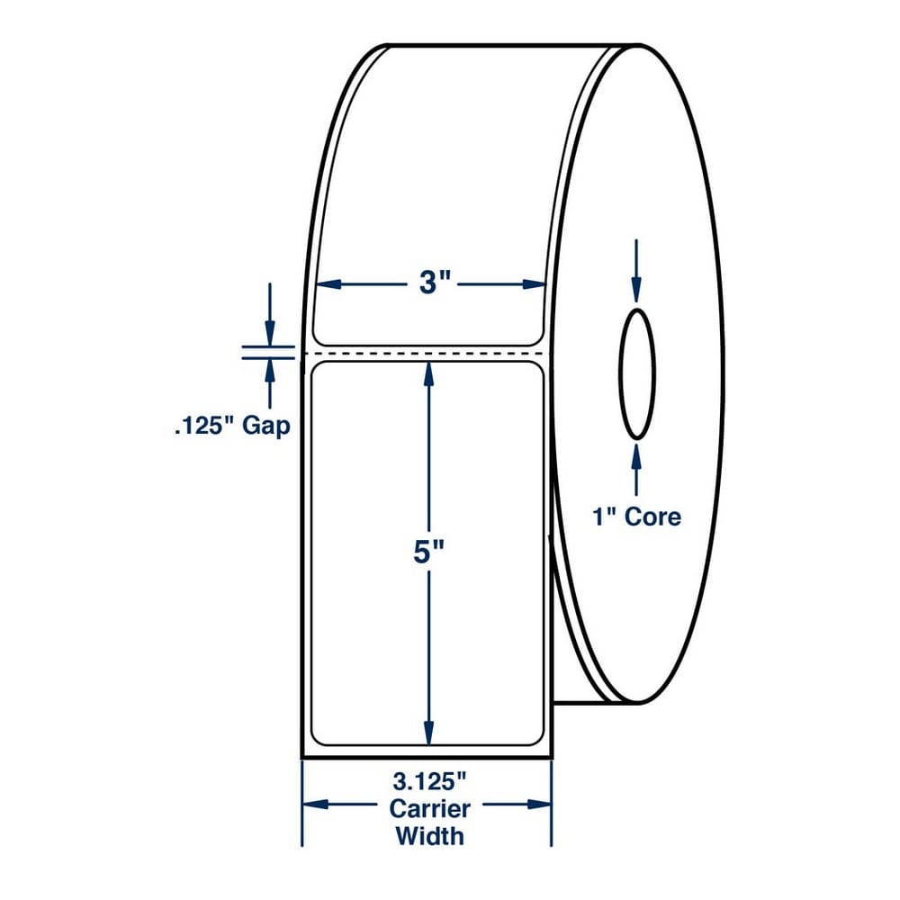 3" X 5" White Direct Print Thermal Labels, 300 per roll (12 Rolls per Carton) - Image 2