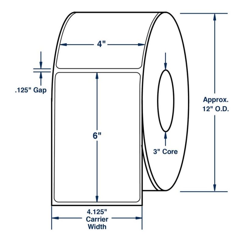 4" x 6" White General Purpose Label w/Perf Direct Print Thermal Labels, Perfed, 2800 per roll (2 Rolls per Carton)