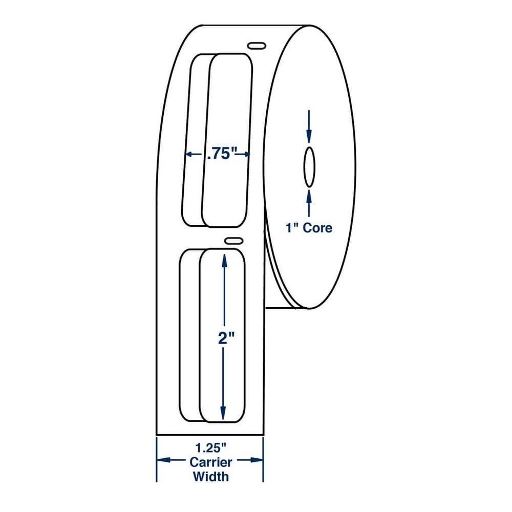 0.75" x 2" White Direct Print Thermal Labels, 500 per roll (10 Rolls per Carton) - Image 2