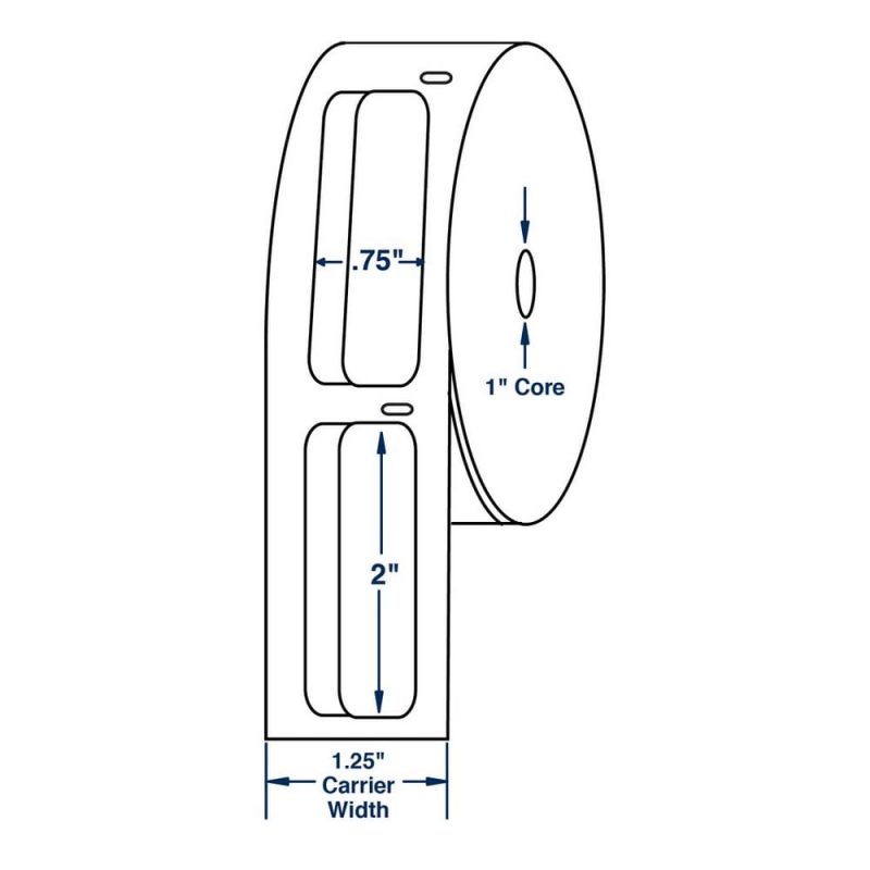 0.75" x 2" White Direct Print Thermal Labels, 500 per roll (10 Rolls per Carton)