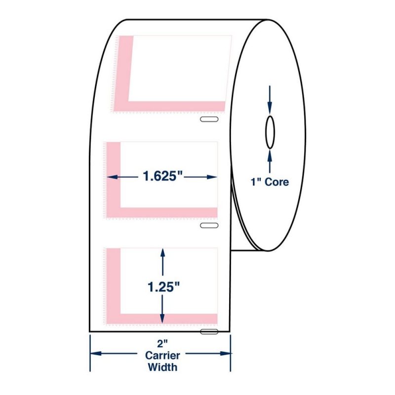 1.625" x 1.25" White Direct Print Thermal Labels, 200 per roll (12 Rolls per Carton)